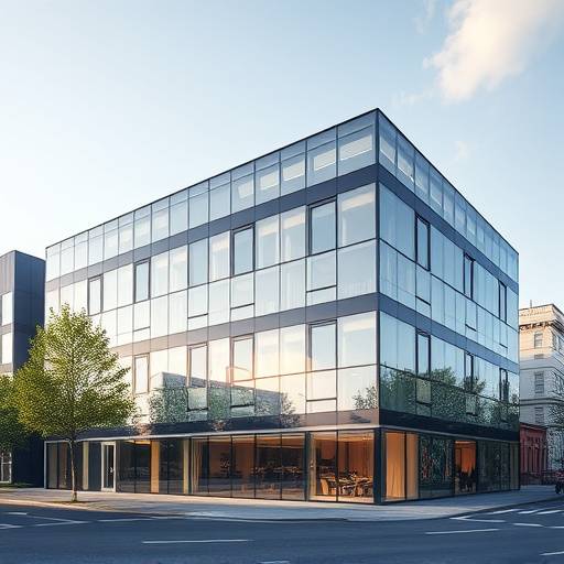 Außenansicht des KreativKraft Digital Bürogebäudes in Berlin.